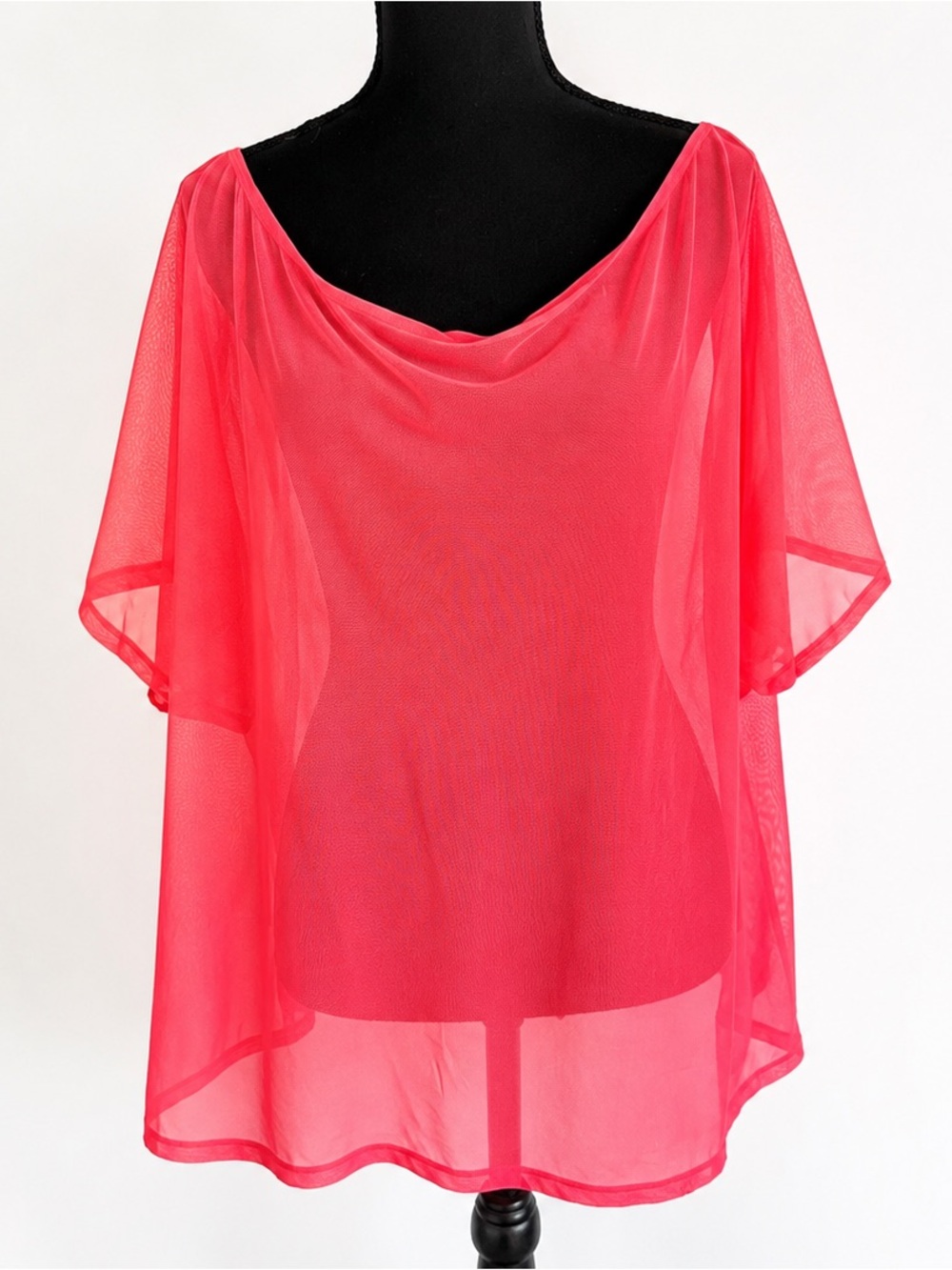 Savage X Fenty Neon Pink Sheer Mesh Cover Up Top 2X Festival Y2K Beach Swim